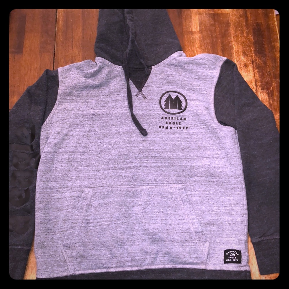 Grey And Black American Eagle Hoodie